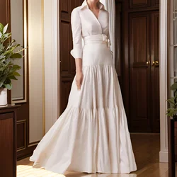 Bride's mother dress, 2024 blouse collar A-line long skirt,guest dress and butterfly scrub dress for the wedding reception for