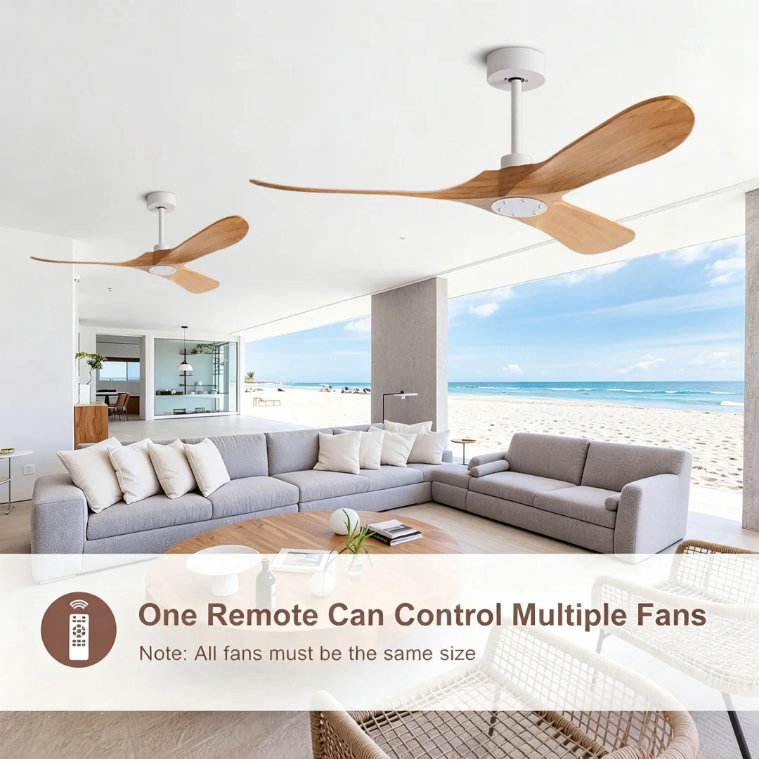52 60 Inch Wood Ceiling Fans Without Light Ceiling Fans For Home Modern Decoration Solid Wood Dc Ceiling Fan With Remote Control