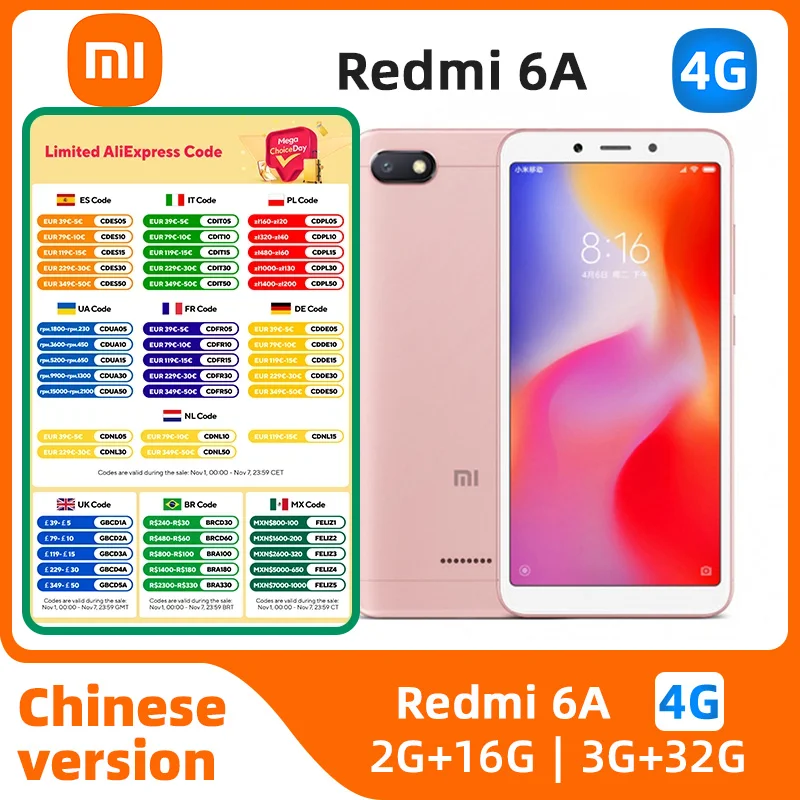 

xiaomi Redmi 6a/Redmi 7 Android 4G разблокированный 5,45 дюйма 3 ГБ ОЗУ 32 ГБ ПЗУ (тест) в хорошем состоянии оригинальный сотовый телефон