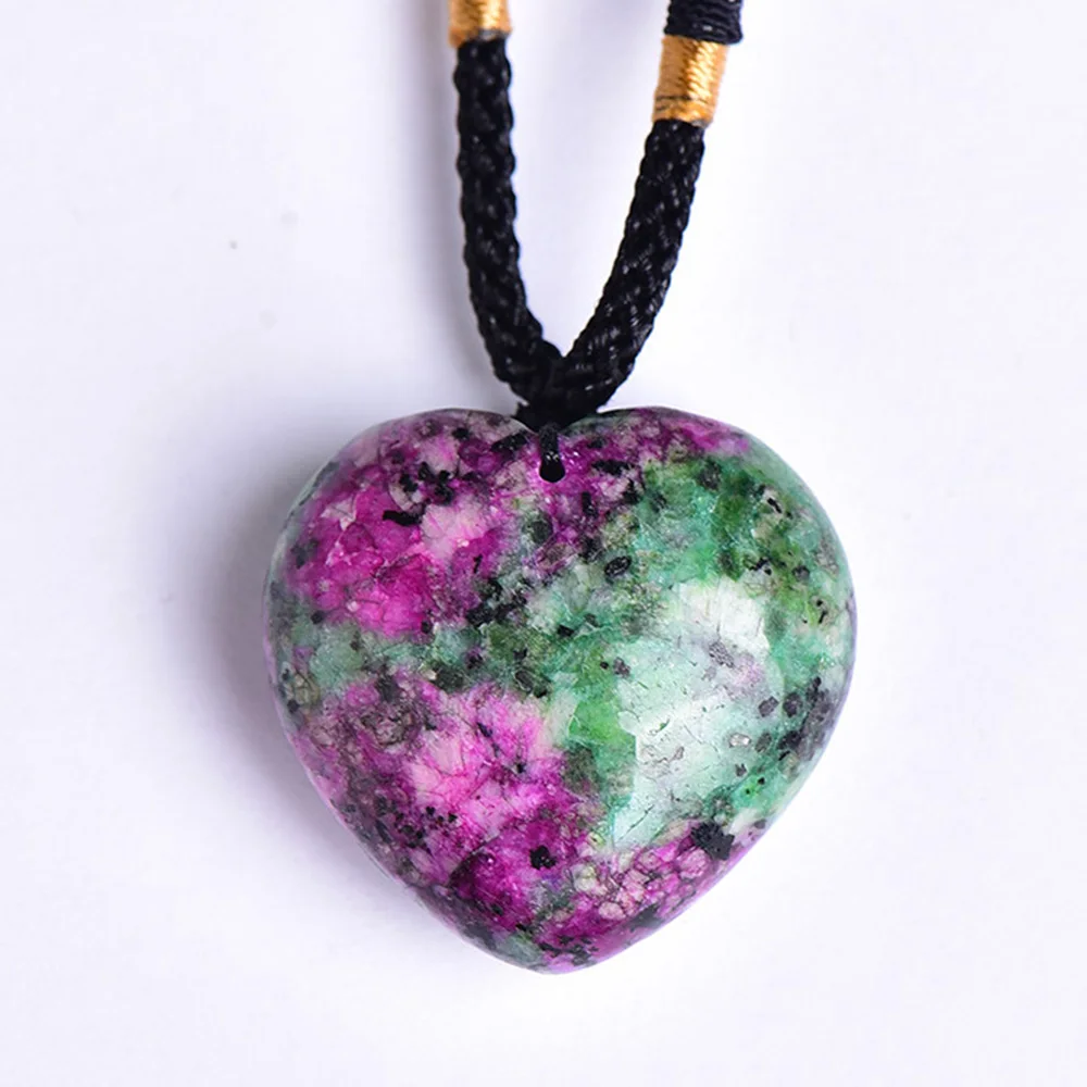 Natural Red Green Epidote Zoisite Love Heart Pendant Treasure Reiki Healing Energy Stone Meditation Necklace Jewelry Gift - Image 5