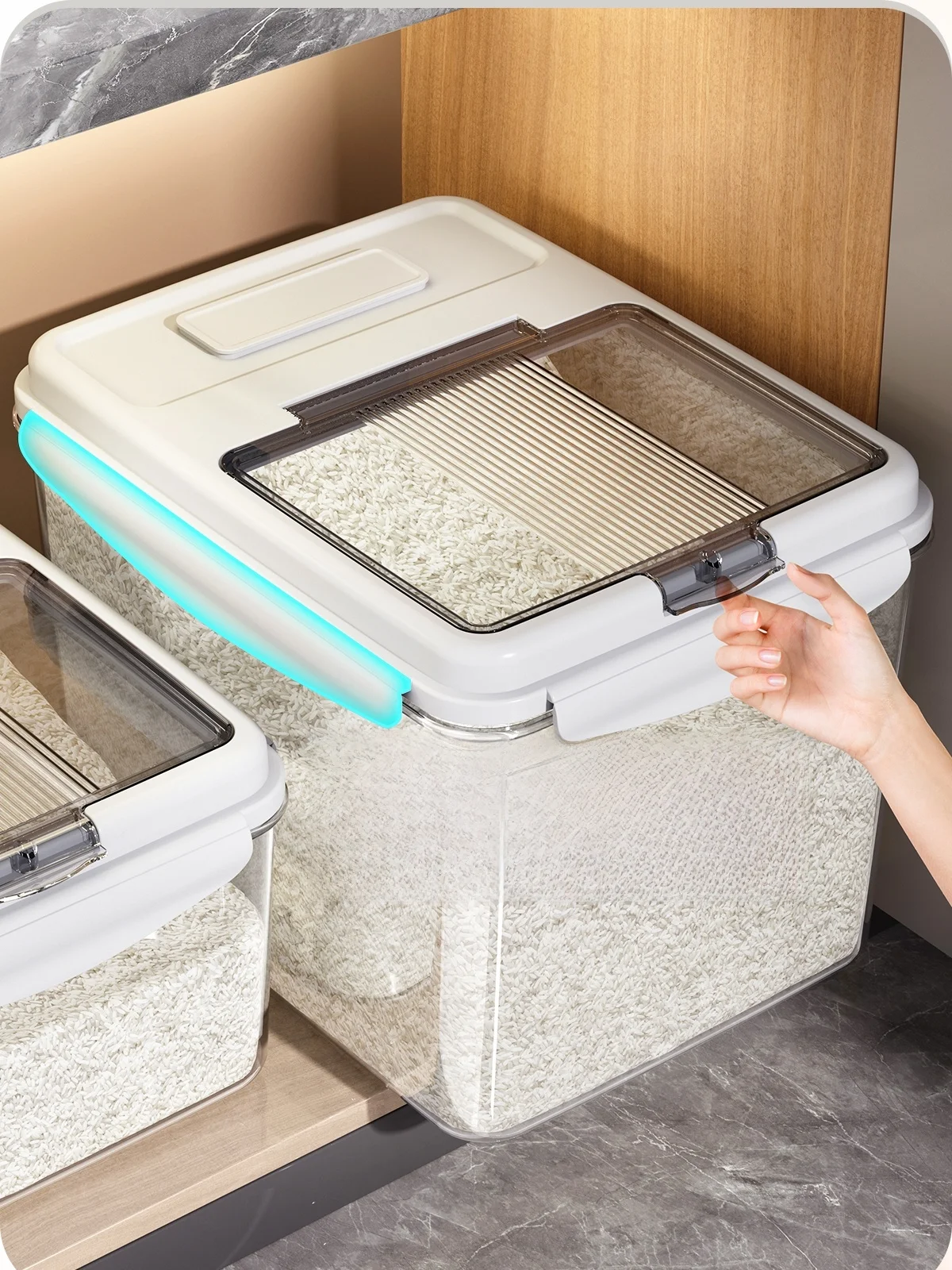 

Premium Airtight Moisture Proof Pest Resistant Rice Storage Container Flour Preservation Box Long Rectangle Plastic Food Keeper