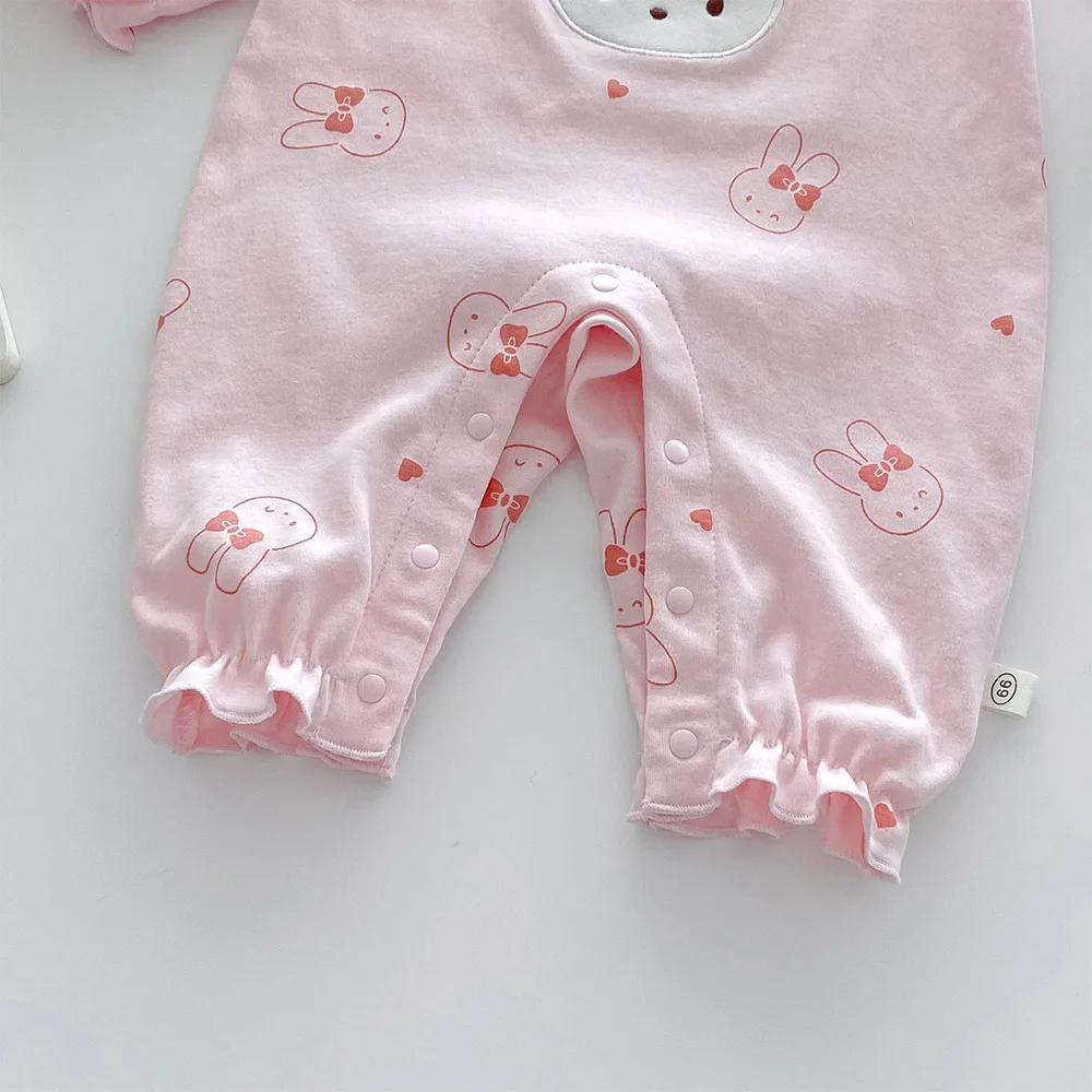 Baby Rompers Long Sleeve Cotton Cute Animal  Print Peter Pan Collar Infant Jumpsuit Princess 1st Birthday Baby Girls Clothes