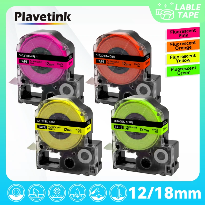 

Флуоресцентные цвета ленты для этикеток PLAVETINK SK12Y SK12G, совместимы с SS12 кВт, фотосовместимы с принтером EPSON 400 600P