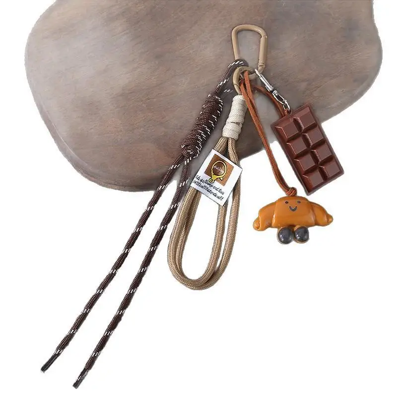 Niedlicher Schlüsselanhänger in Form von Cartoon-Lebensmitteln mit geflochtenem Seil und robustem Karabiner, perfekt zur Rucksackdekoration und für den täglichen Gebrauch. – Detail 5