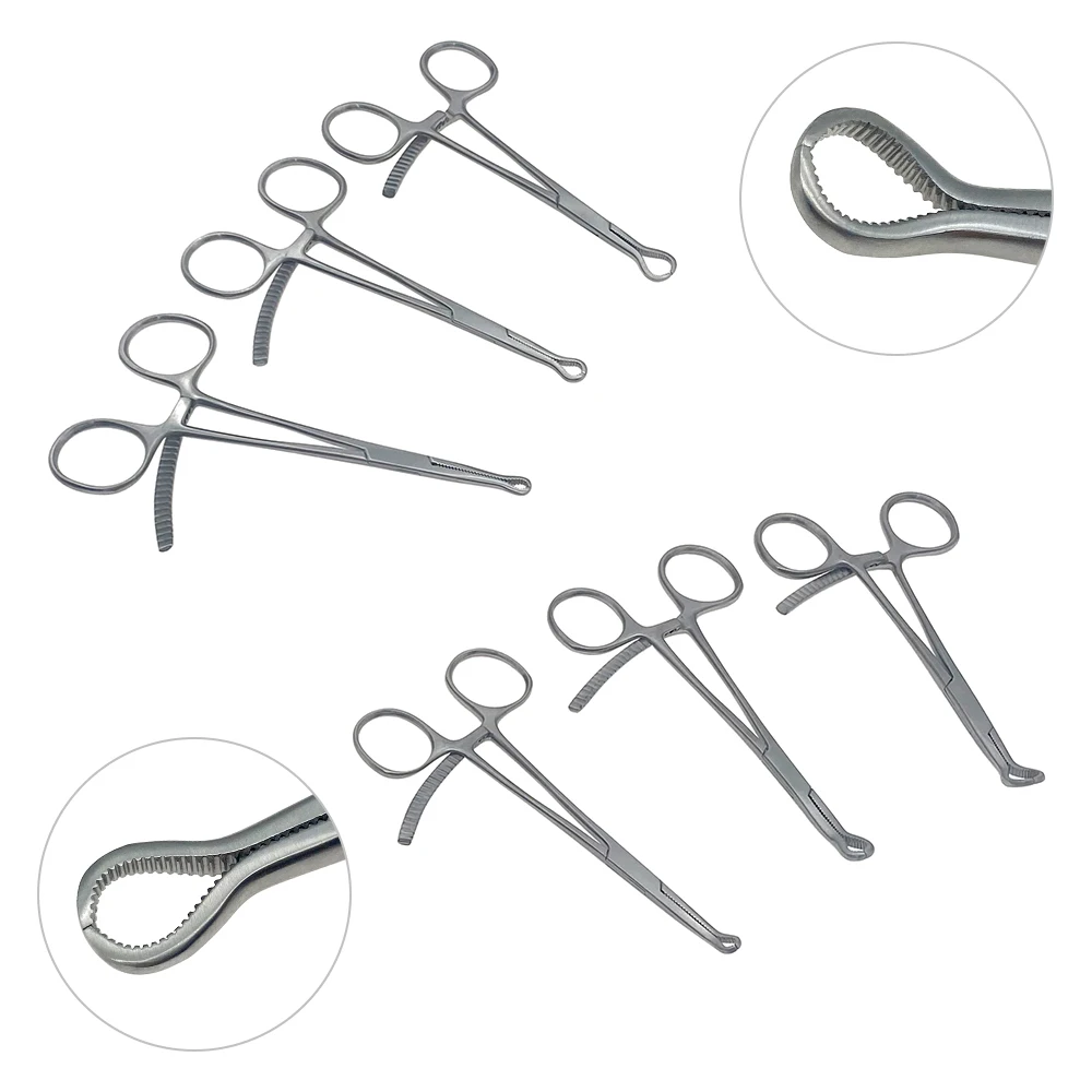 Small Serrated Bone Holding Forceps Orthopedic Mini Serrated Clamp 3mm/8mm Orthopedics Pet Instruments