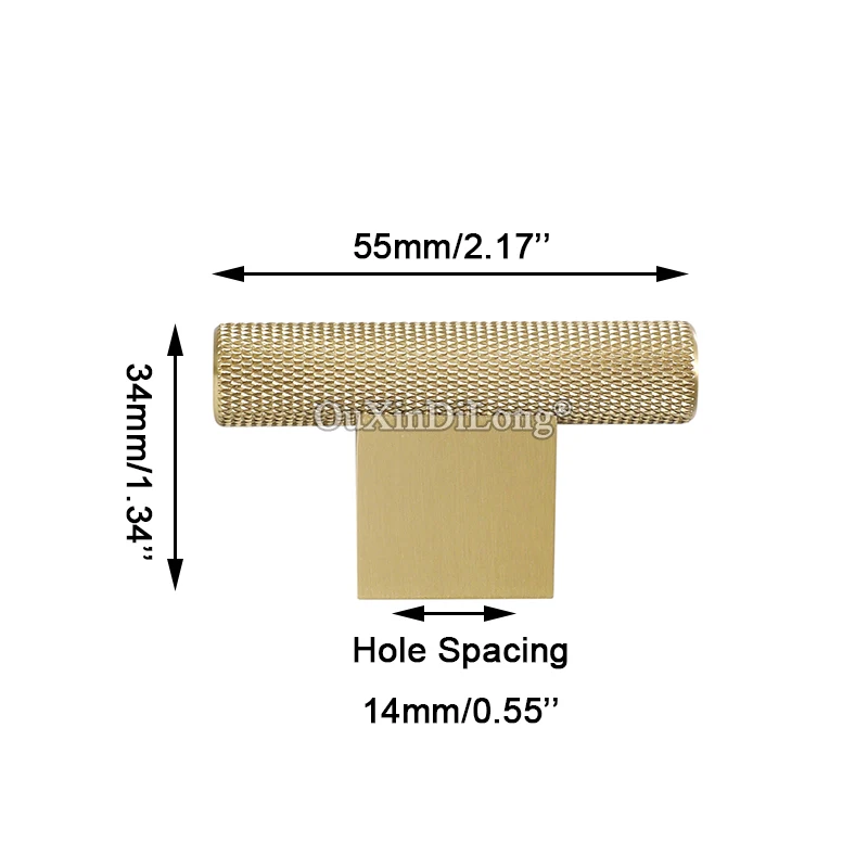 HOT 10PCS Solid Brass Knurled T-Bar Furniture Pulls Handles Drawer Knobs Wardrobe Cupboard Bookcase Closet Dresser Cabinet Pulls