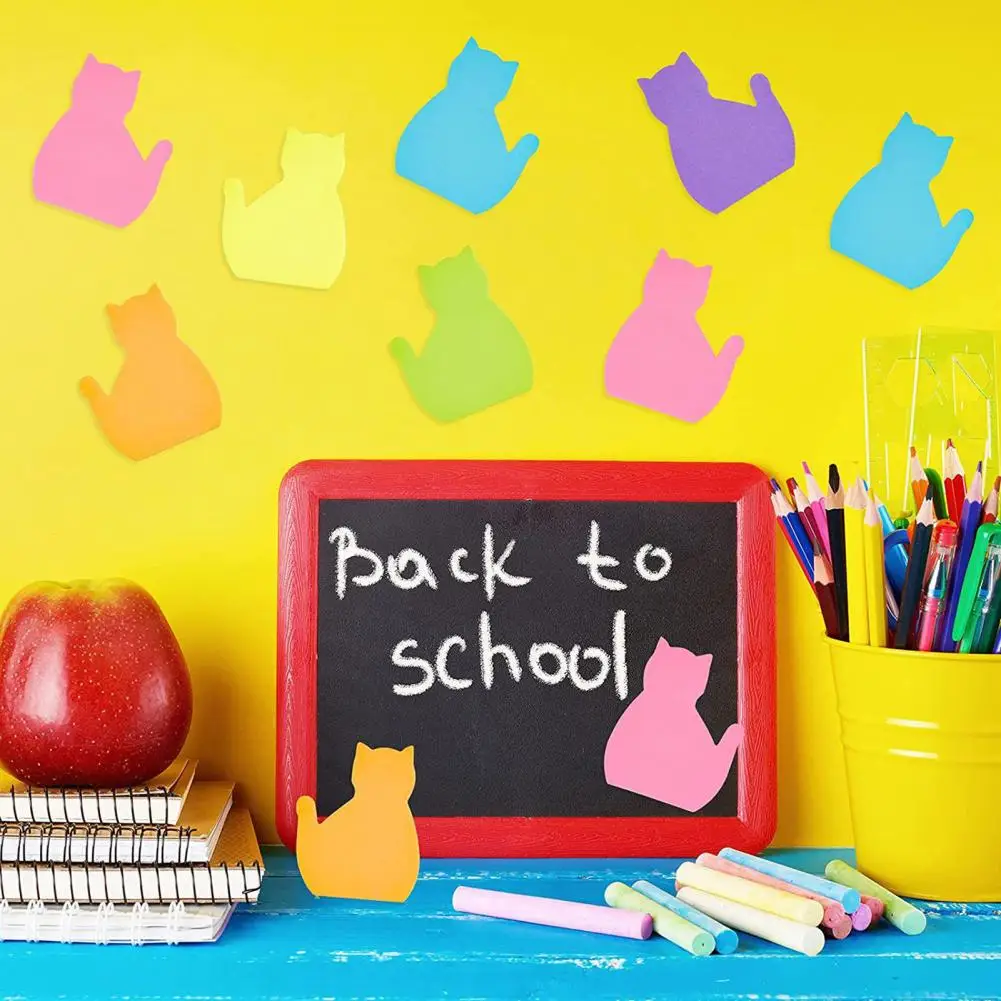 Cat Shaped Sticky Notes Cute Design Sticky Notes 6pcs Adorable Cat-shaped Sticky Notes with Strong Self-adhesive for Notebook