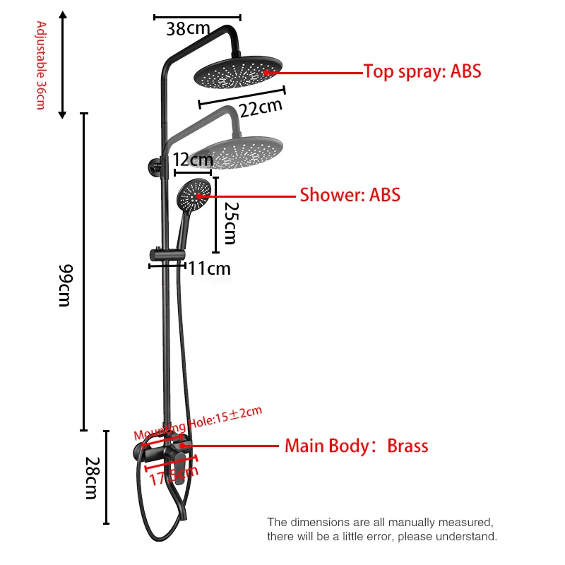 Chrome Shower Faucet Black Tap Hot Cold Water Mixer Bathtub Shower Faucet Brass Rain Shower Head Set Rainfall Shower System