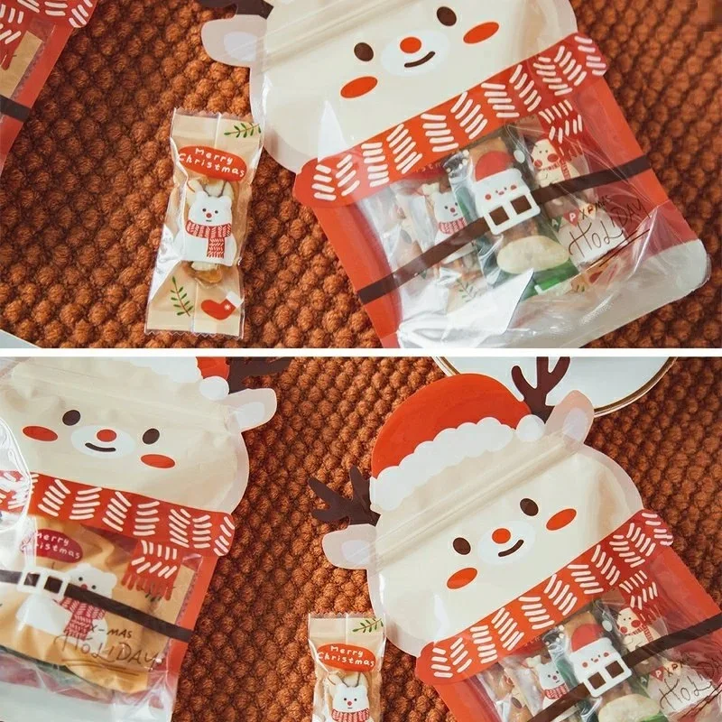 20/10PCS Weihnachten Geschenk Taschen Halloween Süßigkeiten Verpackung Für Kekse Cookies Schokolade Weihnachten Festival Party Wiederverwendbare Druckverschlussbeutel – Detail 7
