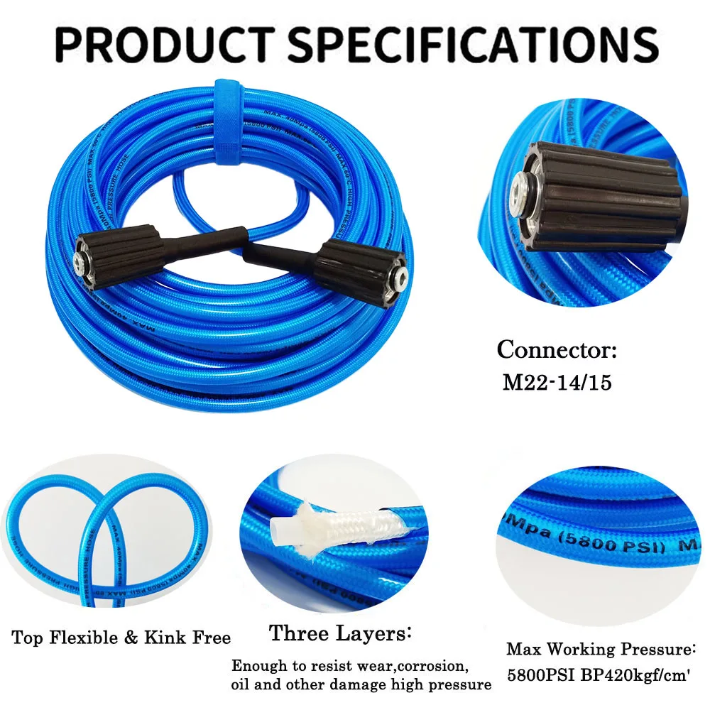 0.5~40M Car Washing Machine Hose Pipe Cord High Pressure Water Pipe Cleaning Fit Extension Replacement Hose For some of Sterwins