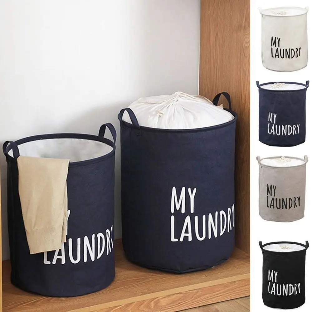 Foldable Drawstring Laundry Basket Large Capacity Waterproof Clothes Storage Basket For Home Bathroom Children\'s Toy Organizer
