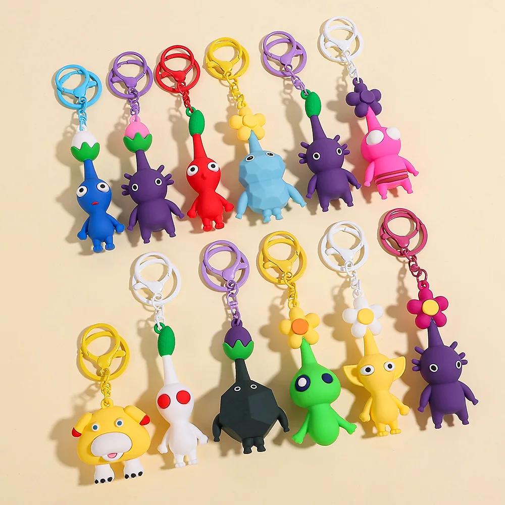 12pcs/Set Anime Game PIKMIN Action Figure PVC Keychains Collection Model Doll Toy Fans Gift