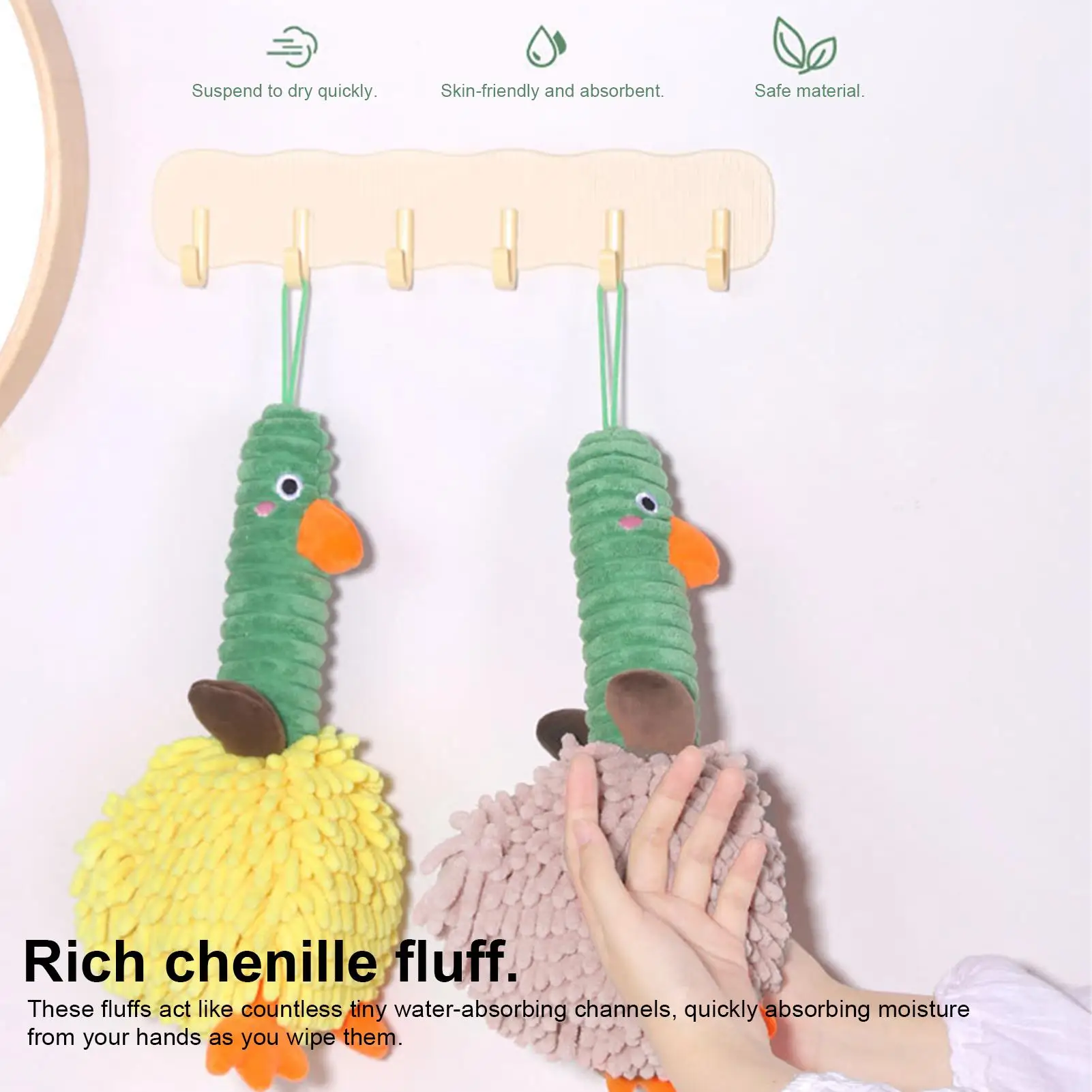 مناشف اليد الزخرفية للحمام لطيف بطة شكل القماش امتصاص الماء بطة مناشف اليد للمطبخ النوم سبا صالون المنزل #3