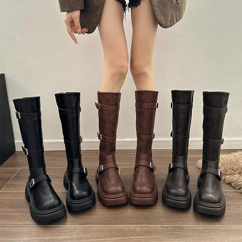 Bottes rétro Lolita pour femmes, chaussures au-dessus du genou, chaussures pour dames, automne et hiver, nouveau, 2024, 2024