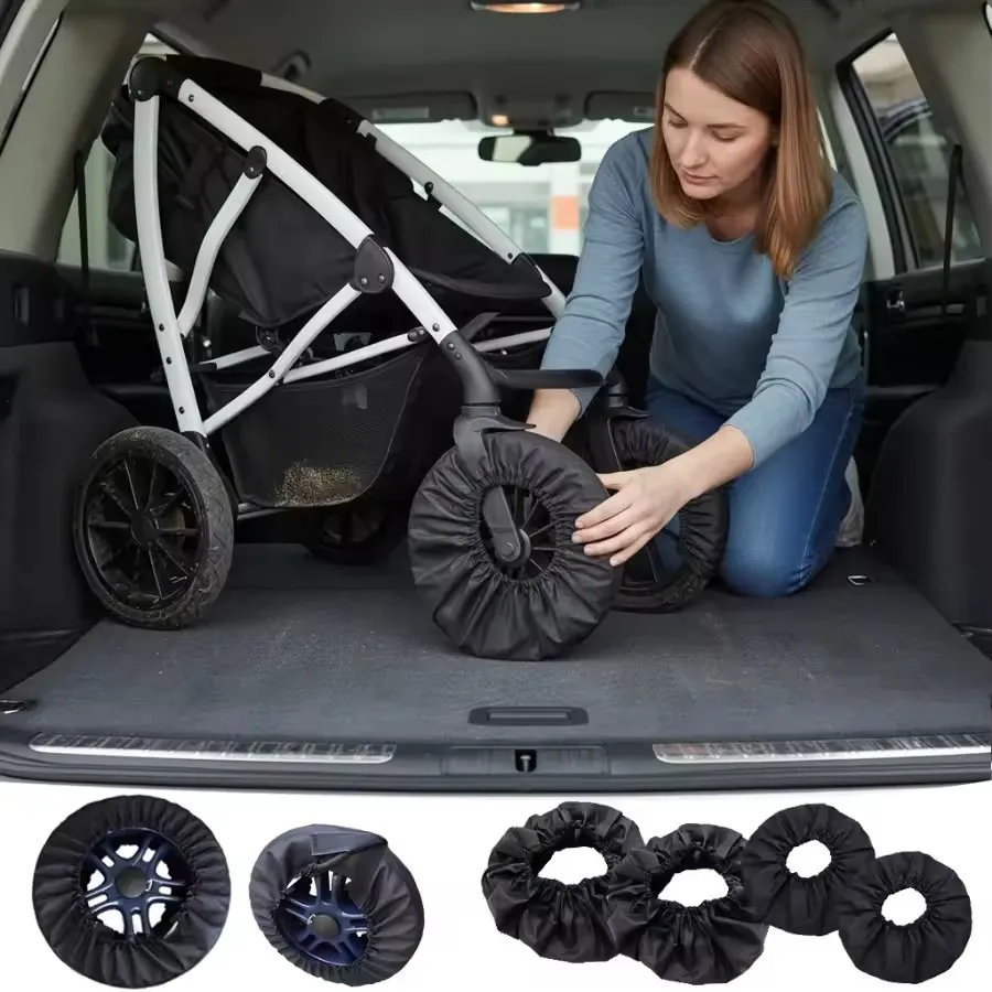 4pc Waterproof Baby Stroller Wheel Cover Anti-dirty Dustproof Tire Protector Cart Wheel Reel Cover Cloth Case Pram Accessories