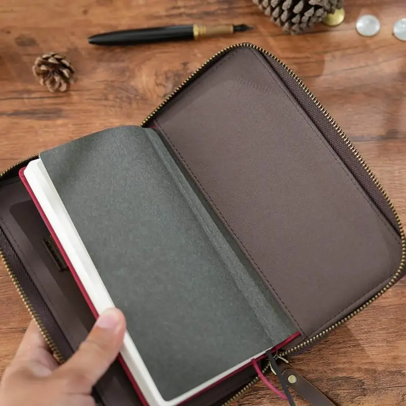 

Zippered Leather Cover for 7.28x3.54Inch Pocket Field Notebook Planner Notepads Leather Journal Cover Protective Case