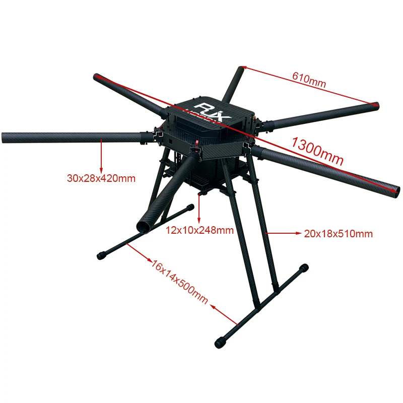 RJXHOBBY-6-Axis Carbon Fiber Quadro Guarda-chuva, Dobrável Hexacopter Drone, UAV Multirotor para 17 "18" Hélice