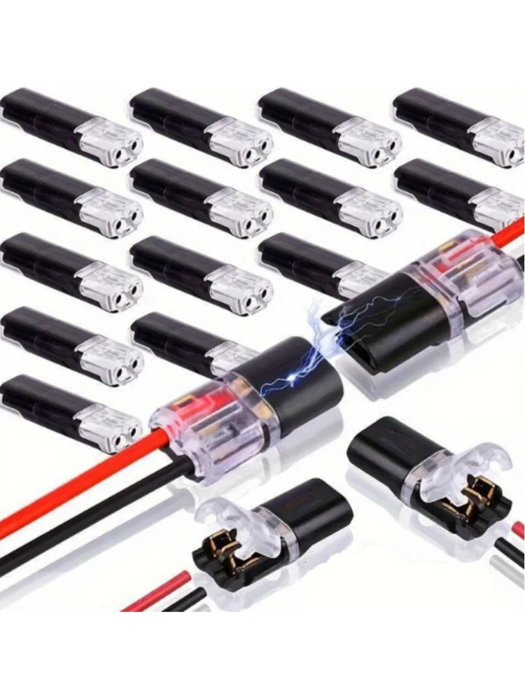 Connecteur enfichable à Double fil avec boucle de verrouillage, connecteur de fil LED enfichable, 2 broches, 2 voies, fil Compact universel, 50/1 pièces