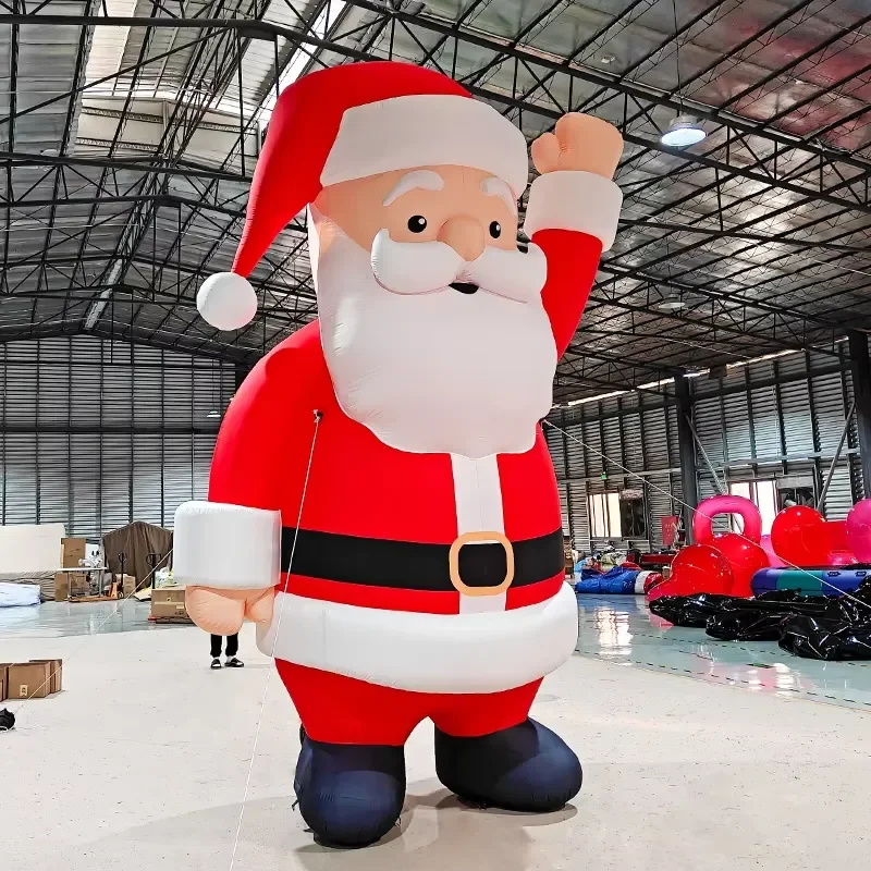 Custom Size Inflatable Christmas Oxford Cloth LED Light Holiday Cartoon Santa Claus for Festival Decorations