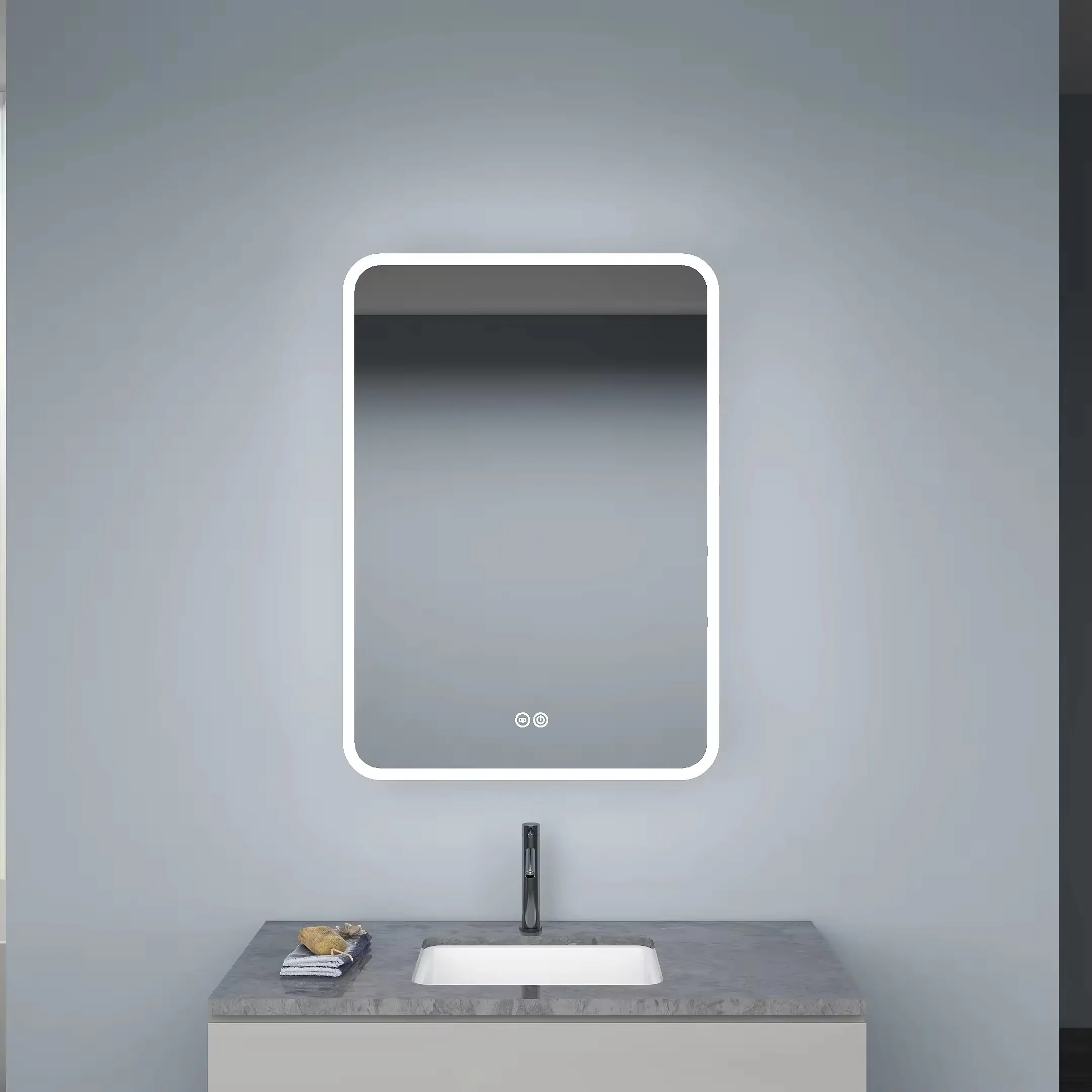 Modern Led Mirror Cabinet  With LED Lights Illuminated Stainless Steel Vanity Storage Cabinet