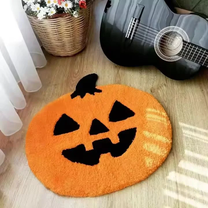 Christmas Day New Design Small Size Hand Tufted No MOQ Fashion  Shaggy Rug Soft Fluffy Green  Wool Rug Handmade Custom Carpet