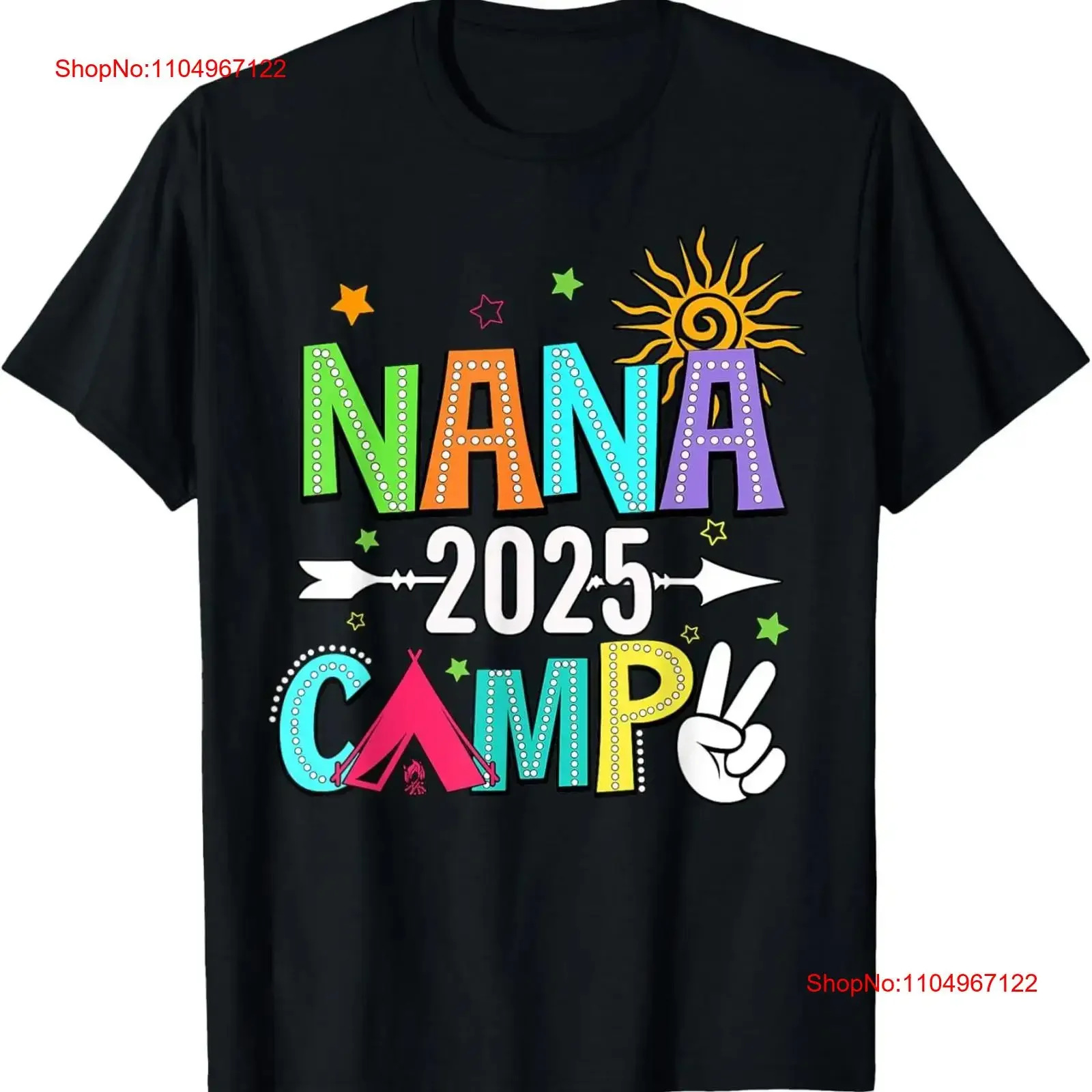 Nana Camp 2025 Vacaciones familiares Verano Camping Camiseta vintage Lavado Ropa de diseñador Transpirable Unisex Elegante Versátil