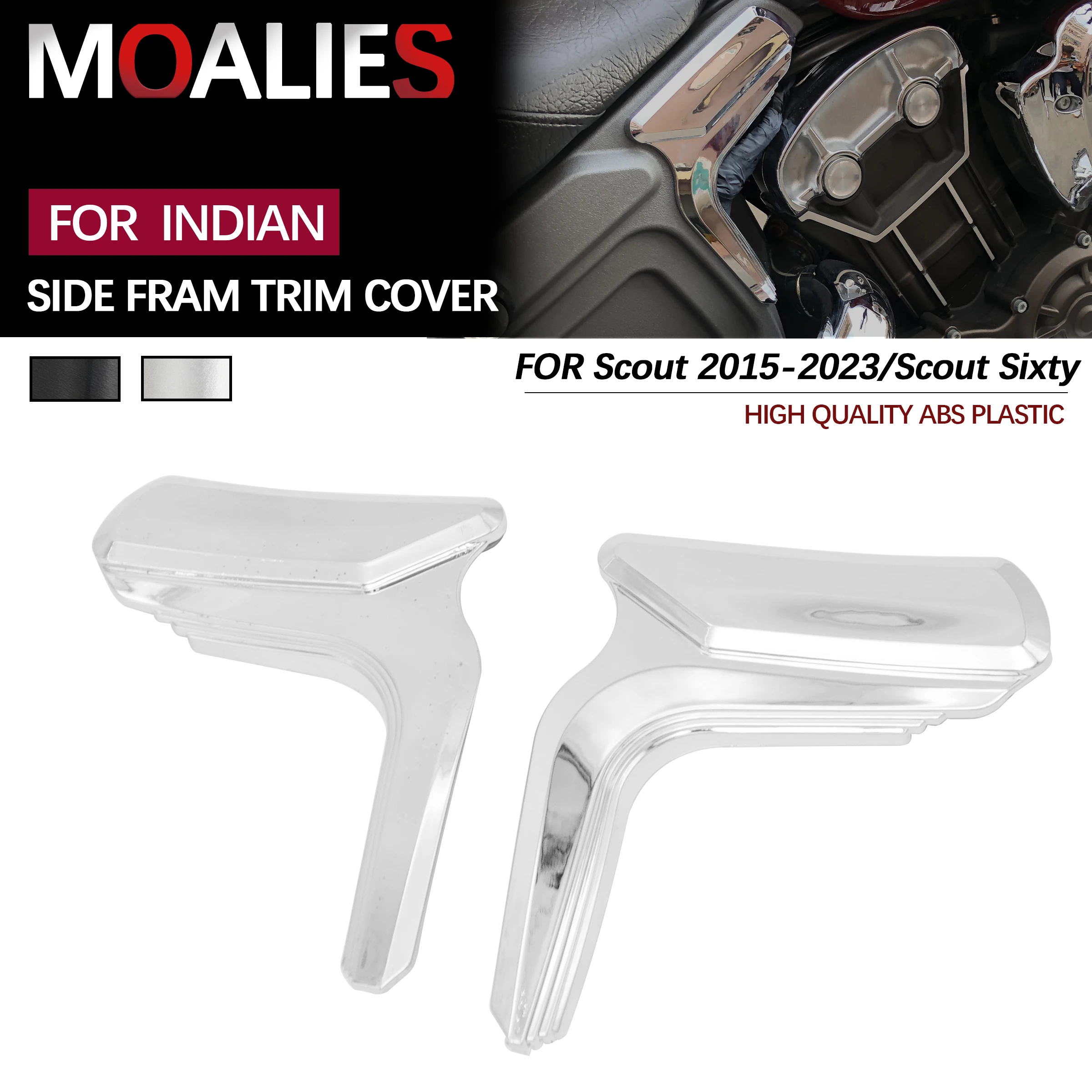 

For Indian Scout Bobber Sixty 2015-2023 Motorcycle Accessories Side Frame Trim Cover Black Chrome Fairing Housing Decorative