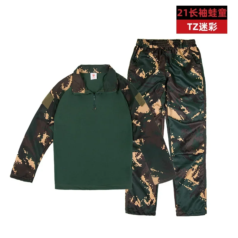 Conjunto de uniforme de entrenamiento táctico militar para niños y adultos, pantalones superiores de camuflaje de la selva, traje de combate de las fuerzas especiales al aire libre