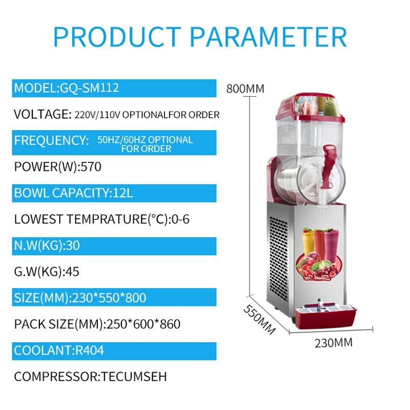 China 1 2 Tank 220v Smoothie Frozen Cocktail Snow Melt Mini Slush Slushy Machine Maquina De Granizado