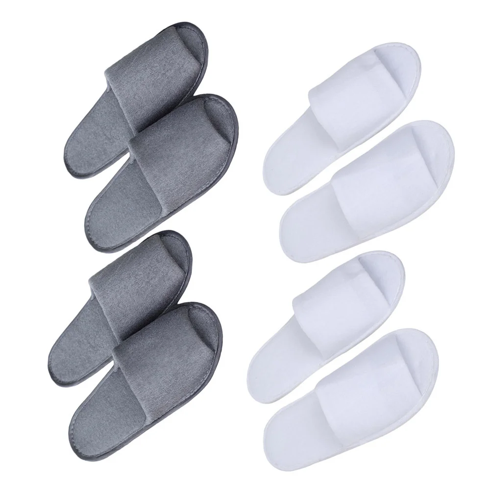

4 Pairs House Slippers for Woman Open Toe Travel Single Fold Men and Women Hotel