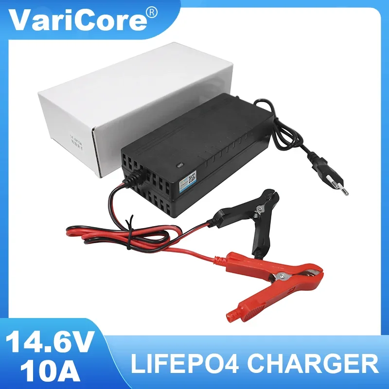 VariCore-High Power Lithium Iron Phosphate Battery Pack, LiFePO4 Charger, 14.6V, 12.8V, 110-220V, 10A, 4S