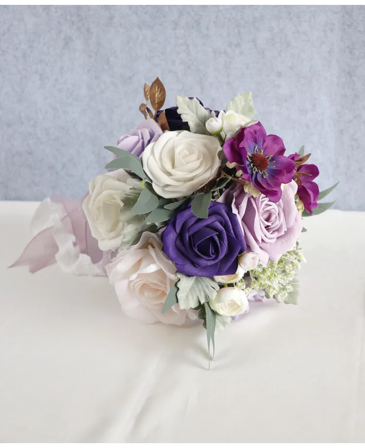 باقات الأرجواني زهور الزفاف باقات الزفاف عالية الجودة 23*30 سنتيمتر اكسسوارات الزفاف #3