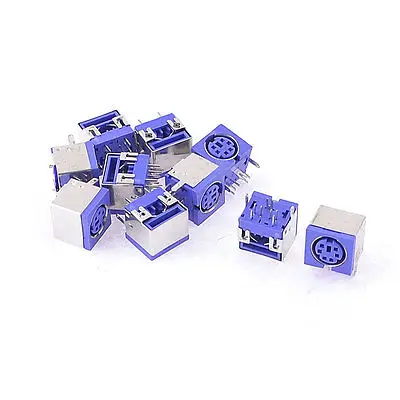 10 x Keyboard Mouse PS-2 PS/2 6 Pin Socket PCB DIN Jack Connector Indigo Blue
