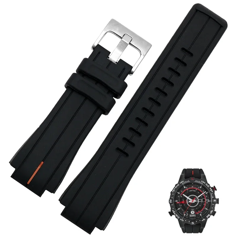 Silicone rubber watchband for timex Watch strap T2N720 T2N721 TW2T76300 wristband bracelet waterproof band Convex interface 16mm