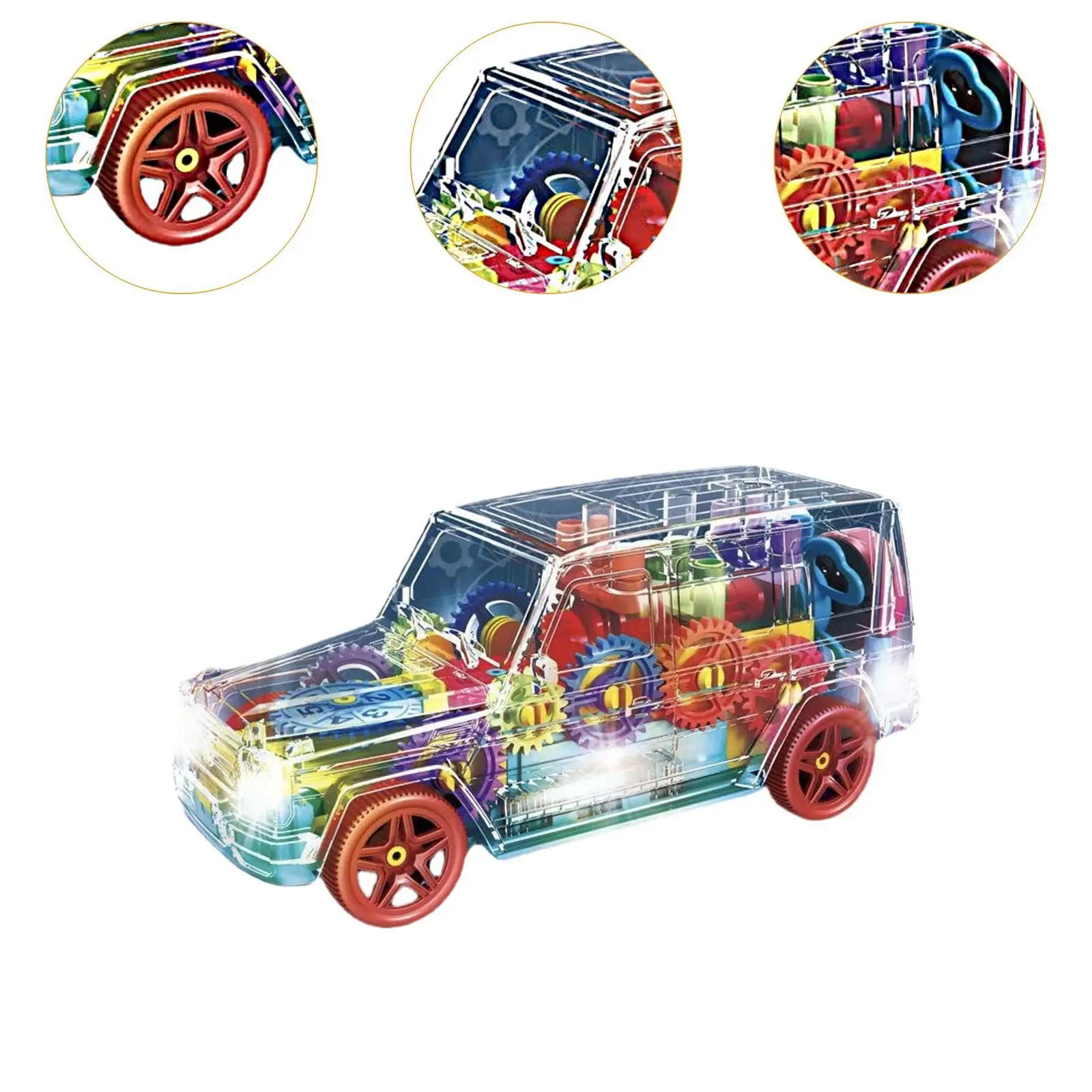 Jouet de voiture lumineux, engrenages mobiles, lumières colorées et fraîches, jouet sensoriel, camion, musique et effets LED, cadeau pour enfants de 4 ans