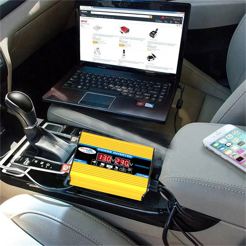 Dual LCD Digital Display Power Inverter Modified Sine Wave Power Inverter Car Charge Converter for Auto Steamboat Accessories