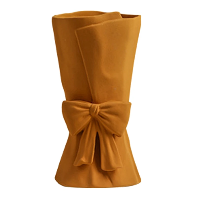 

Promotion! Large Orange Ceramic Bow-Knot Flower Vase Holding Flower Shaped Decorative Dried Flower Vase Table Art Vase