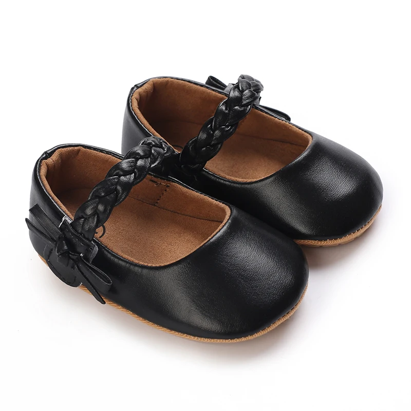  Spring Autumn Baby Girls Casual Retro PU Leather Shoes Princess Wedding Dress Walking Shoes Rubber Soft Anti-slip Sole