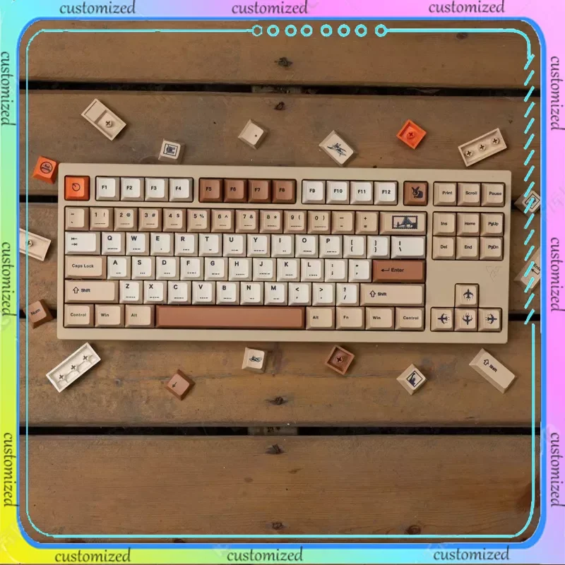 

Retro Stamp Theme Keycap 143 Key PBT Heat Sublimated Cherry Factory Highly Split Space Adapted Mechanical Keyboard