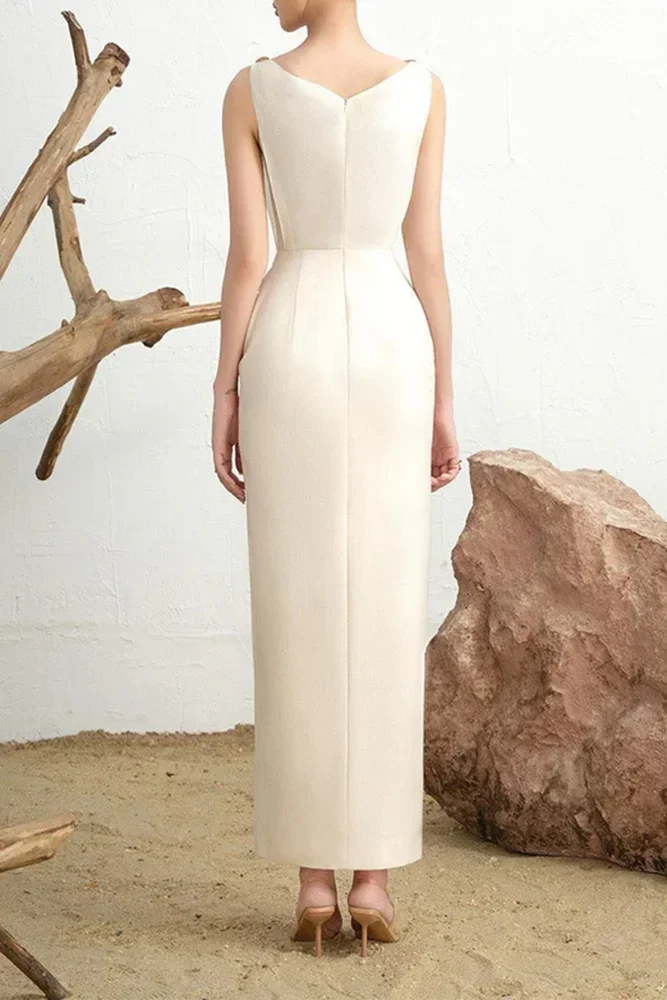 ที่กําหนดเอง JERSEY จีบ A-Line Scoop คอ MIDI ชุด Homecoming คลาสสิกประณีตอย่างเป็นทางการ Evening PARTY Gowns สําหรับผู้หญิง