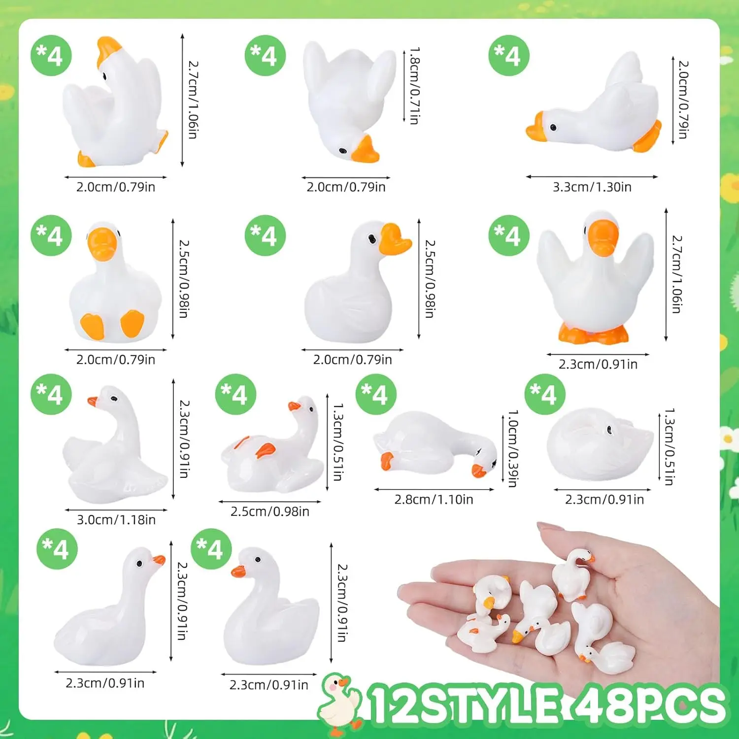 Mini Resin Gooses Figurines 12 Styles Small Resin Geese Garden Goose Accessories for Party Favors Bag Fillers Dollhouse Decor