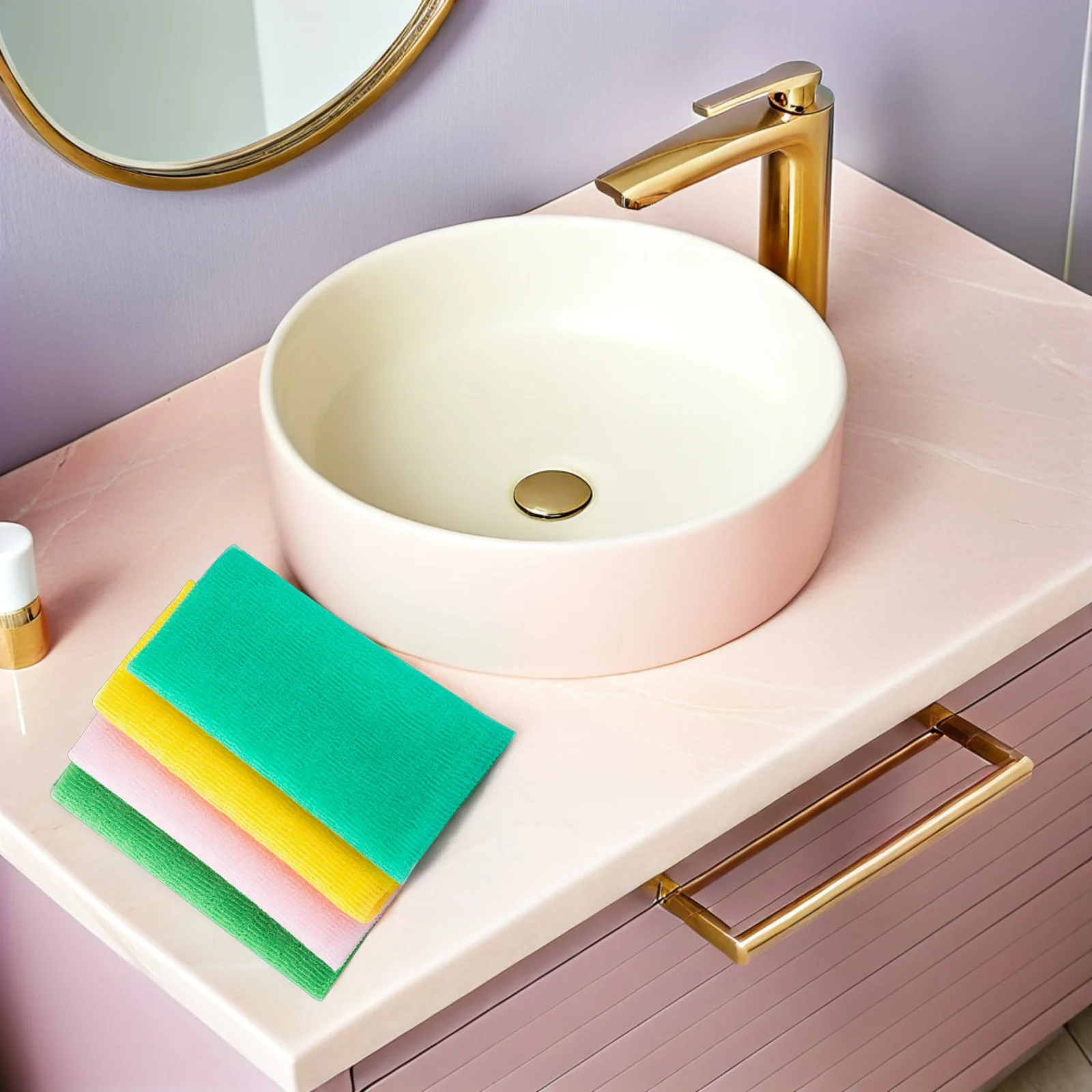 

4Pcs Bath Towel Exfoliating Nylon Shower Scrubber Cloth for Body Exfoliation Smooth Skin Quick Dry Easy Storage Solution