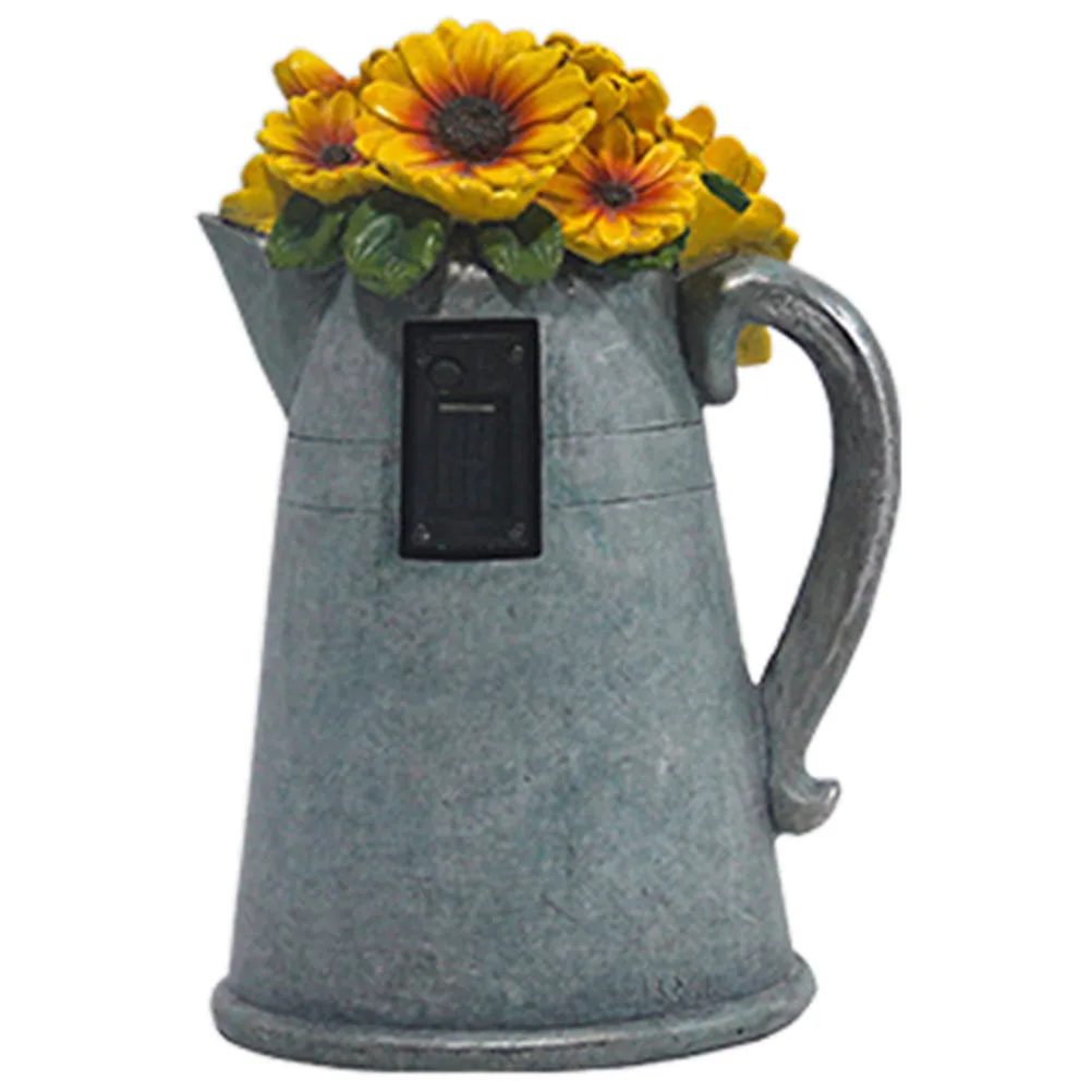 

Beautifully Carved Solar Kettle Light Garden Statue Durable Resin Material Yard Lawn Lamp Outdoor Decor