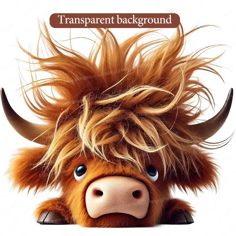 Autocollant mural en forme de vache des Highlands, décoration de salle de bains, toilettes, salon, armoire, réfrigérateur, décoration de la maison, autocollants M1461