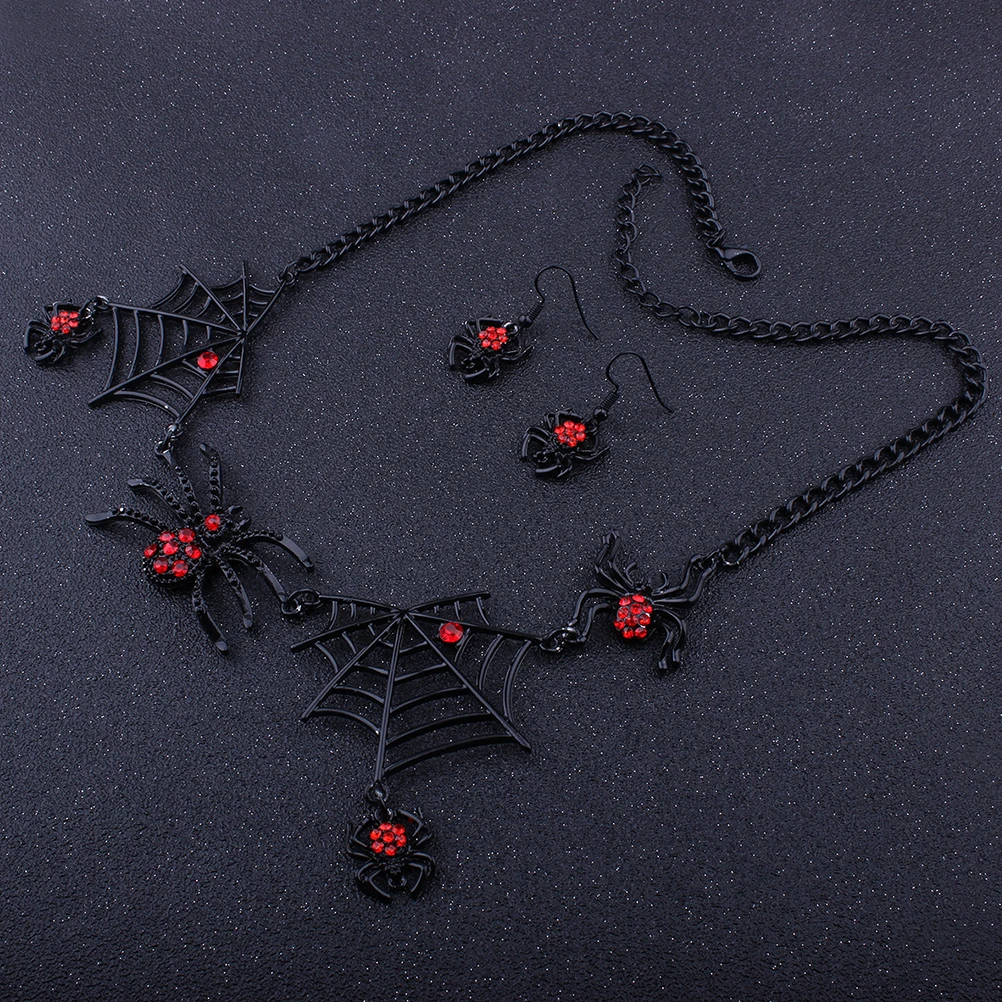 1 زوج العنكبوت النساء خمر سبيكة قصيرة الأذن ترصيع شبكة مجوهرات العنكبوت أقراط عيد ميلاد الزفاف مهرجان هدية الأسود