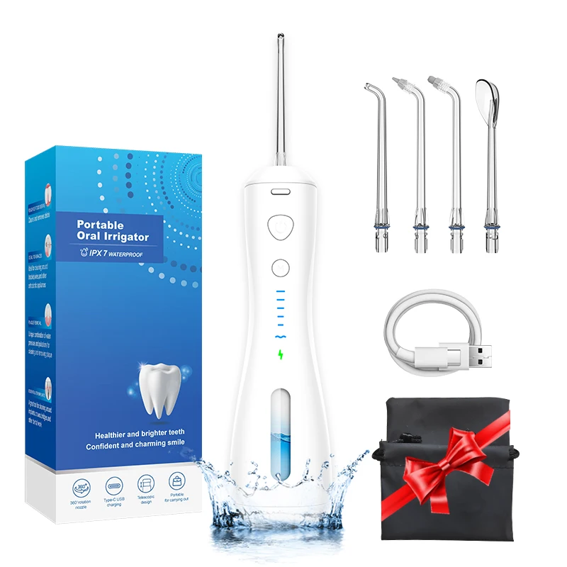 

Oral Irrigator USB Rechargeable Water Flosser Portable Dental Water Jet 240ML Water Tank Waterproof Teeth Cleaner 6 Clean Modes