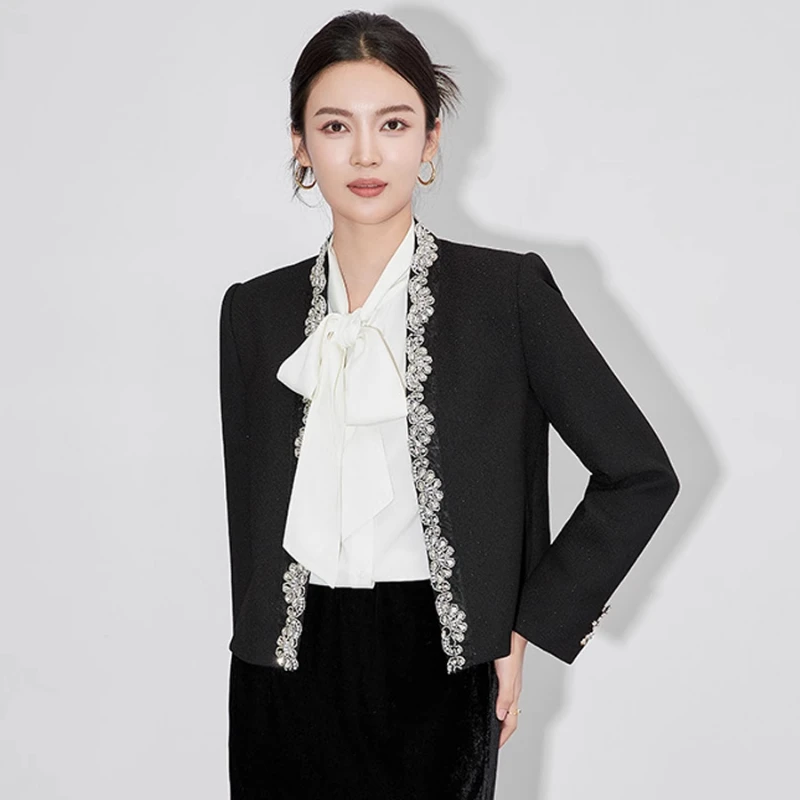 Heavy industry nail drill suit top commuter short small coat long sleeve slimming suit woman