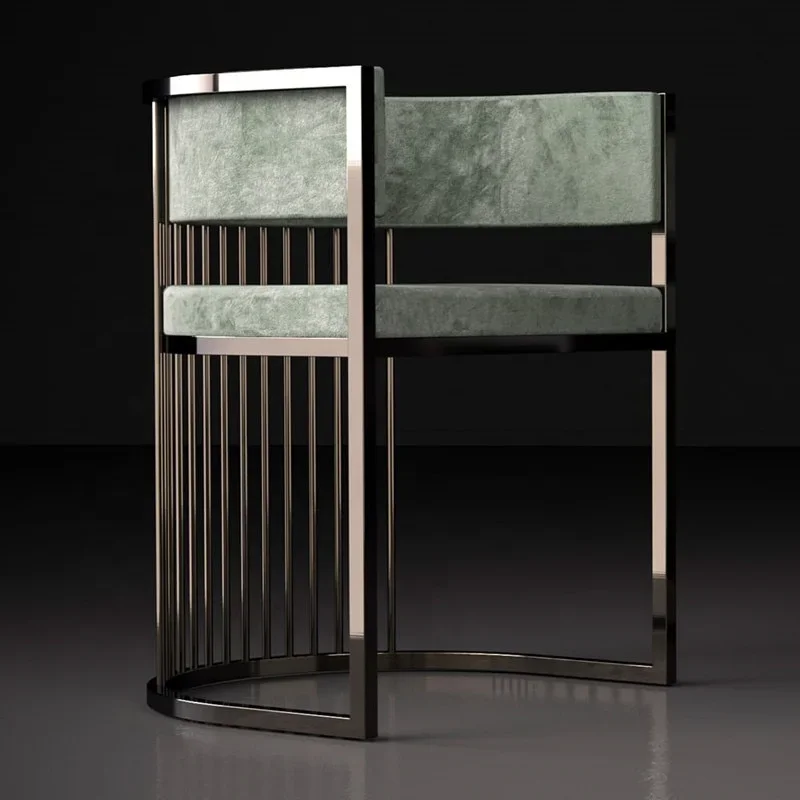 Nordic Restaurant Modern Chair Italian Luxury Hotel Stainless Steel Chair Cafe Reception Rattan Chair Dining