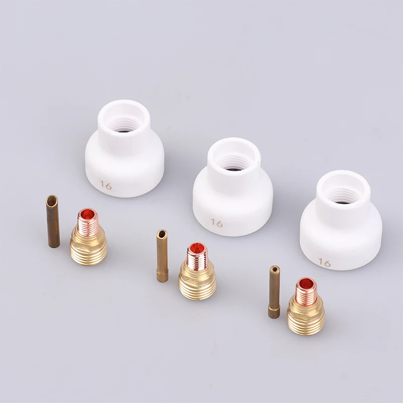 #16 TIG Welding White Ceramic Nozzle Alumina Cup Kit 3Pcs  1.6/2.4/3.2MM Torches WP9 20 25 Stubby Collets Body Gas Lens Sets