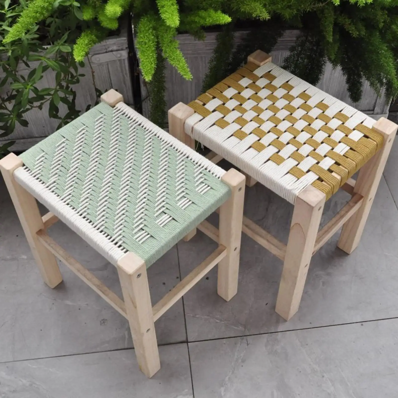 Unfinished Footstool Frame Kit Multifunctional Beginner Friendly Unfinished Wood Furniture Kit For Weaving Woodworking Project